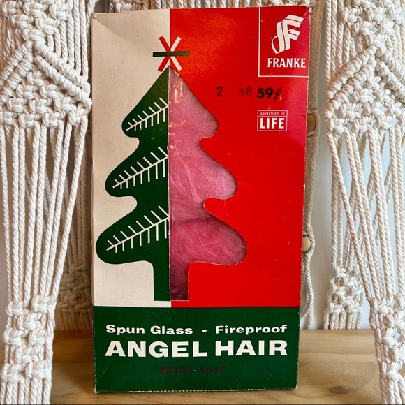 Vintage Holiday Vintage Pink Angel Hair Spun Glass Extra Soft